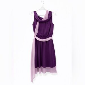 Satin Purple Mid Formal Dress